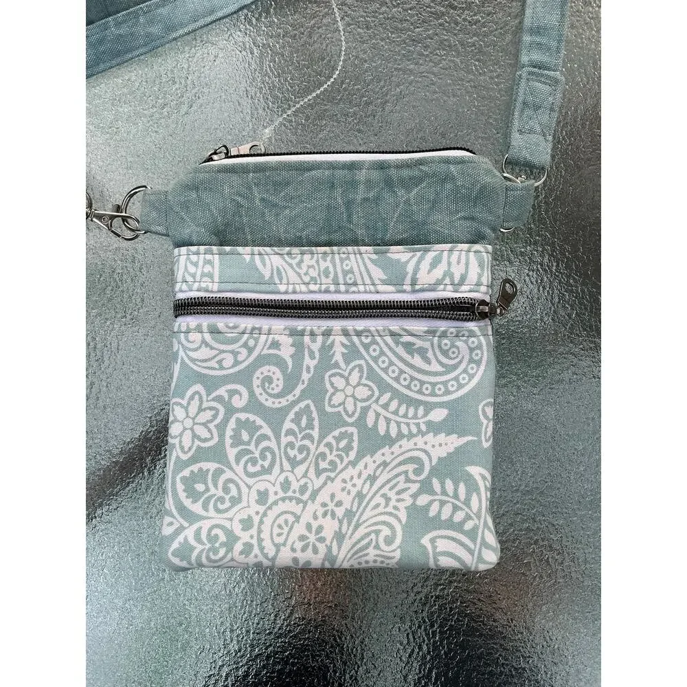 Blue White Paisley Small Crossbody Bag